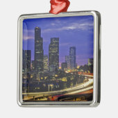 Seattle, Washington Skyline nachts Silbernes Ornament (Links)