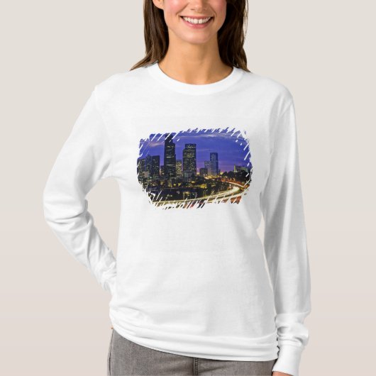 Seattle, Washington Skyline nachts T-Shirt (Vorderseite)