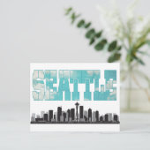 Seattle Washington Skyline Postkarte (Stehend Vorderseite)