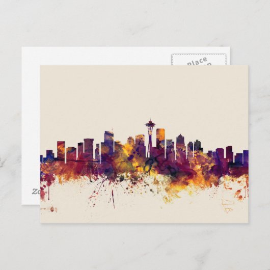 Seattle Washington Skyline Postkarte (Vorne/Hinten)