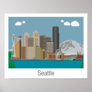 Seattle, Washington Skyline Print - Poster/Leinwan Poster