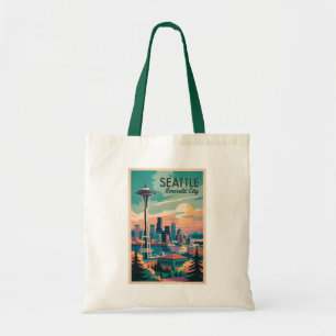 Seattle Washington Skyline Reise Kunst Vintage Tragetasche