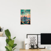 Seattle Washington Skyline Reisen Art Vintag Poster (Heimbüro)