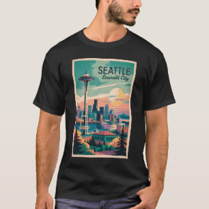 Seattle Washington Skyline Reisen Art Vintag T-Shirt