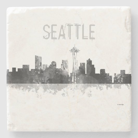 SEATTLE WASHINGTON SKYLINE - Stein trinkt Steinuntersetzer (Vorderseite)