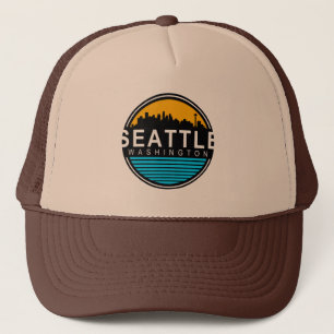 Seattle Washington Skyline Travel Truckerkappe