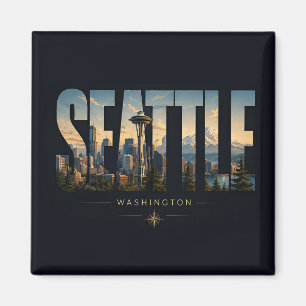 Seattle Washington Space Needle Berghimmel Magnet