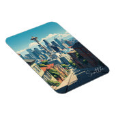 Seattle Washington Space Needle Mt Rainier Magnet (Rechte Seite)