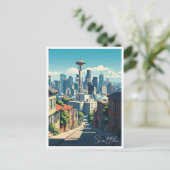 Seattle Washington Space Needle Mt Rainier Postkarte (Stehend Vorderseite)