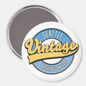 Seattle Washington Staat Retro-Logo. Magnet (Vorderseite/Rückseite)