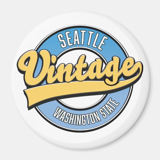 Seattle Washington Staat Retro-Logo. Magnet (Vorne)