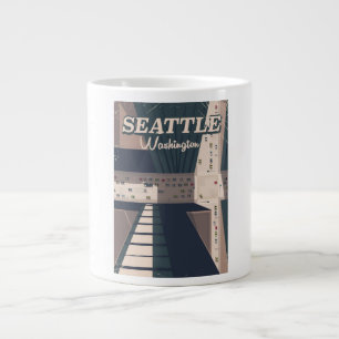 Seattle, Washington Staat Travel Poster Jumbo-Tasse