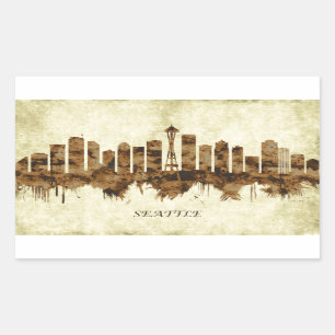 Seattle Washington Stadtbild Rechteckiger Aufkleber