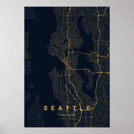 Seattle Washington stilisierte Kartenprint Poster