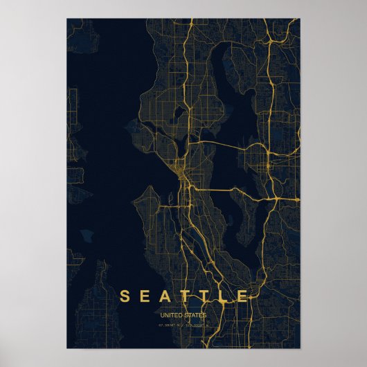 Seattle Washington stilisierte Kartenprint Poster (Vorne)