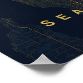 Seattle Washington stilisierte Kartenprint Poster (Ecke)