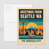 Seattle Washington – The Emerald City Retro 1930s Postkarte (Vorne/Hinten)