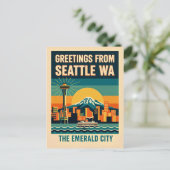 Seattle Washington – The Emerald City Retro 1930s Postkarte (Stehend Vorderseite)