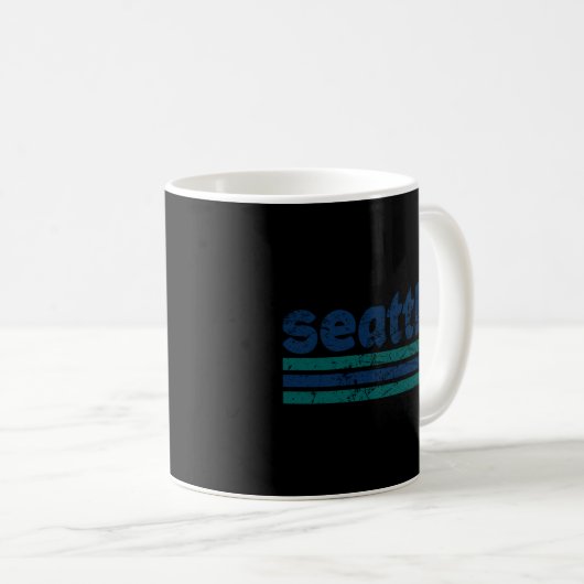 Seattle Washington Three Stripe Weathered Kaffeetasse (VorderseiteRechts)