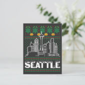 Seattle Washington Ugly Christmas Postkarte (Stehend Vorderseite)