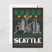 Seattle Washington Ugly Christmas Postkarte (Vorne/Hinten)