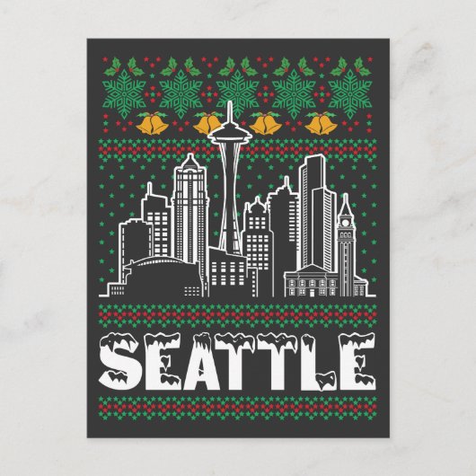 Seattle Washington Ugly Christmas Postkarte (Vorderseite)