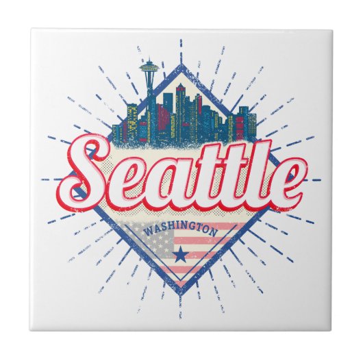 Seattle Washington United Staaten City Skyline USA Fliese (Vorderseite)
