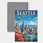 ☕ Seattle Washington Urlaubserinnerung Magnet (Vorderseite/Rückseite)