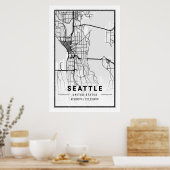 Seattle Washington USA Travel City Map Poster (Küche)