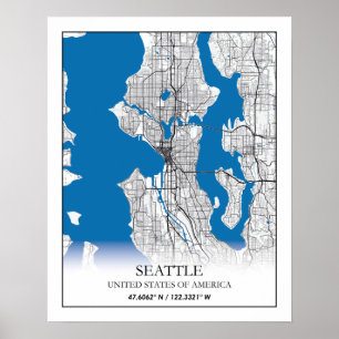 Seattle Washington USA Travel City Map Poster
