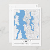 Seattle Washington USA Travel City Map Postkarte (Vorne/Hinten)
