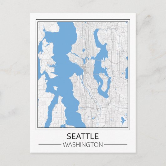 Seattle Washington USA Travel City Map Postkarte (Vorderseite)