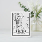 Seattle Washington USA Travel City Map Postkarte (Stehend Vorderseite)
