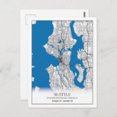 Seattle Washington USA Travel City Map Postkarte (Vorne/Hinten)