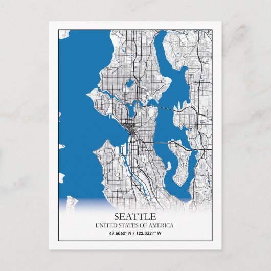 Seattle Washington USA Travel City Map Postkarte (Vorderseite)