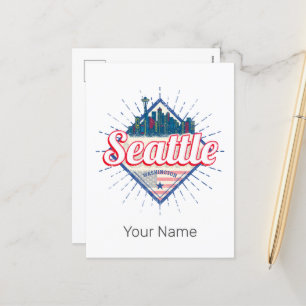 Seattle Washington Vereinigte Staaten City Skyline Feiertagspostkarte
