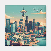 Seattle Washington Vintag Magnet (Vorne)