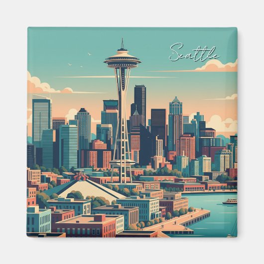 Seattle Washington Vintag Magnet (Vorne)