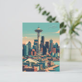 Seattle Washington Vintag Postkarte (Stehend Vorderseite)