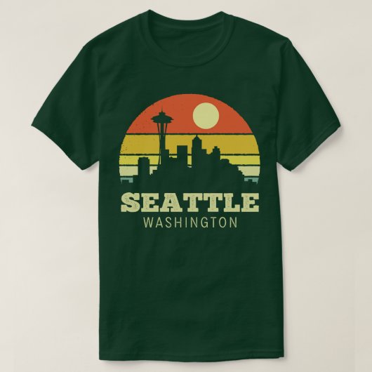 Seattle Washington Vintag Sunset T-Shirt (Design vorne)