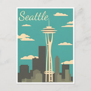 Seattle Washington Vintage Reise Amerika Postkarte
