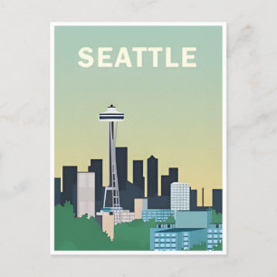 Seattle Washington Vintage Reise Amerika Postkarte