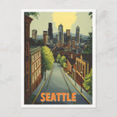 Seattle Washington Vintage Travel Illustration Postkarte (Vorderseite)