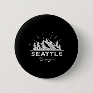 Seattle Washington Wa T-Shirt Vintage Wandern Retr Button