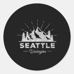 Seattle Washington Wa T-Shirt Vintage Wandern Retr Runder Aufkleber