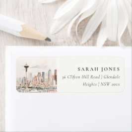 Seattle, Washington Watercolor Landscape Address