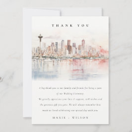 Seattle, Washington Watercolor Landscape Wedding Dankeskarte
