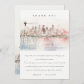 Seattle, Washington Watercolor Landscape Wedding Dankeskarte (Vorne/Hinten)