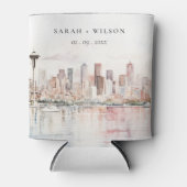 Seattle, Washington Watercolor Landscape Wedding Dosenkühler (Vorderseite)