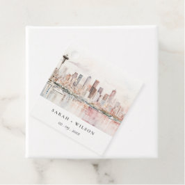 Seattle, Washington Watercolor Landscape Wedding Geschenkanhänger